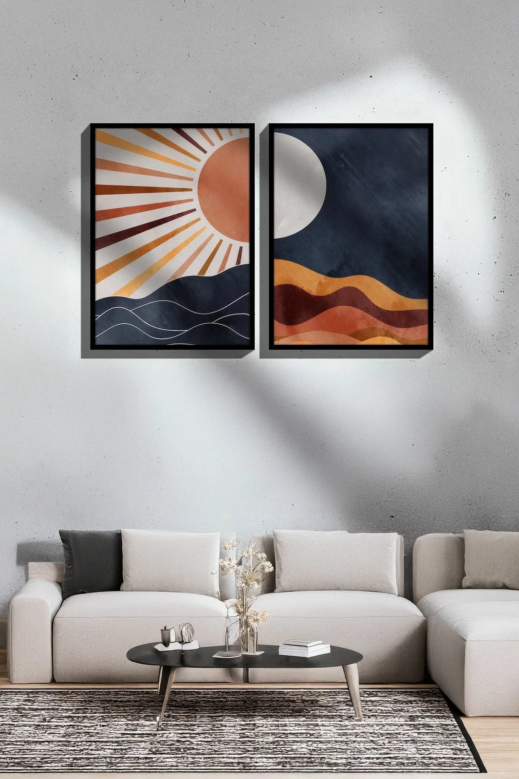 Pikturë dekorative me kornizë (2 copë), Wallity, Ersy2Lımodel31-Sıyah