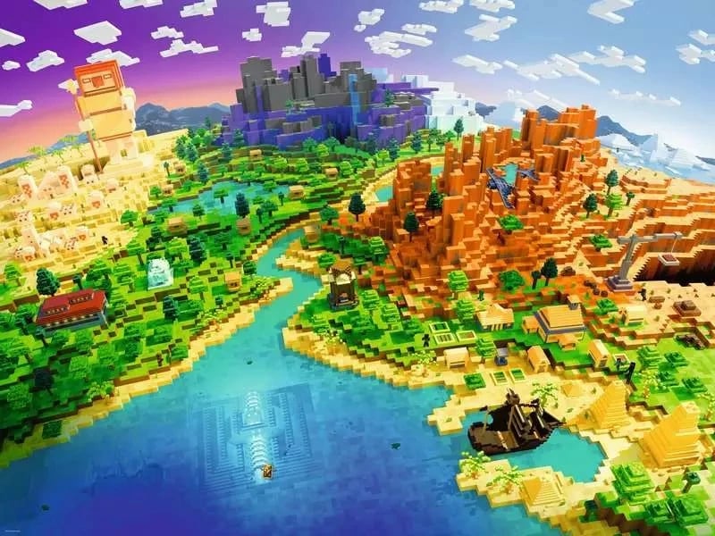 Puzzle Ravensburger Minecraft World 1500 pjesë, 80x60cm