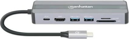 Docking station MANHATTAN 7-in-1, HDMI, RJ45, 2xUSB-A, SD/MicroSD, gri