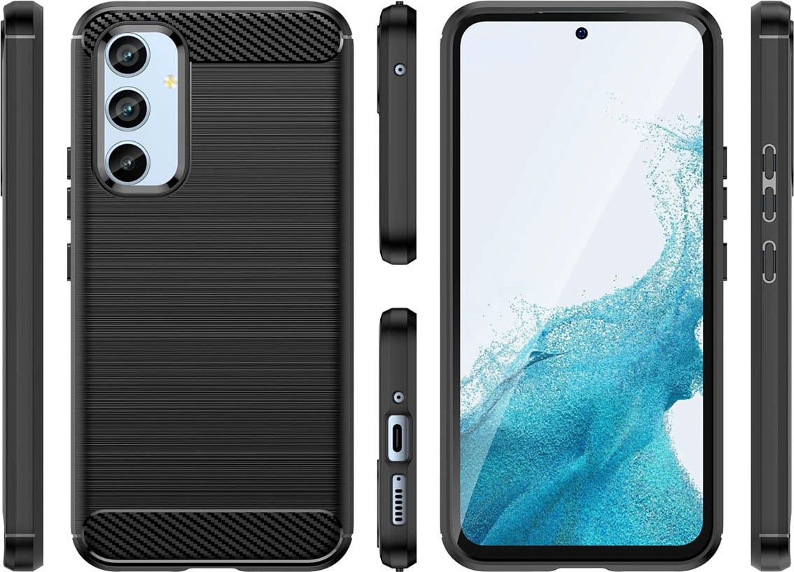 Mbështjellës Hurtel Carbon Case për Samsung Galaxy A54 5G, TPU, i zi