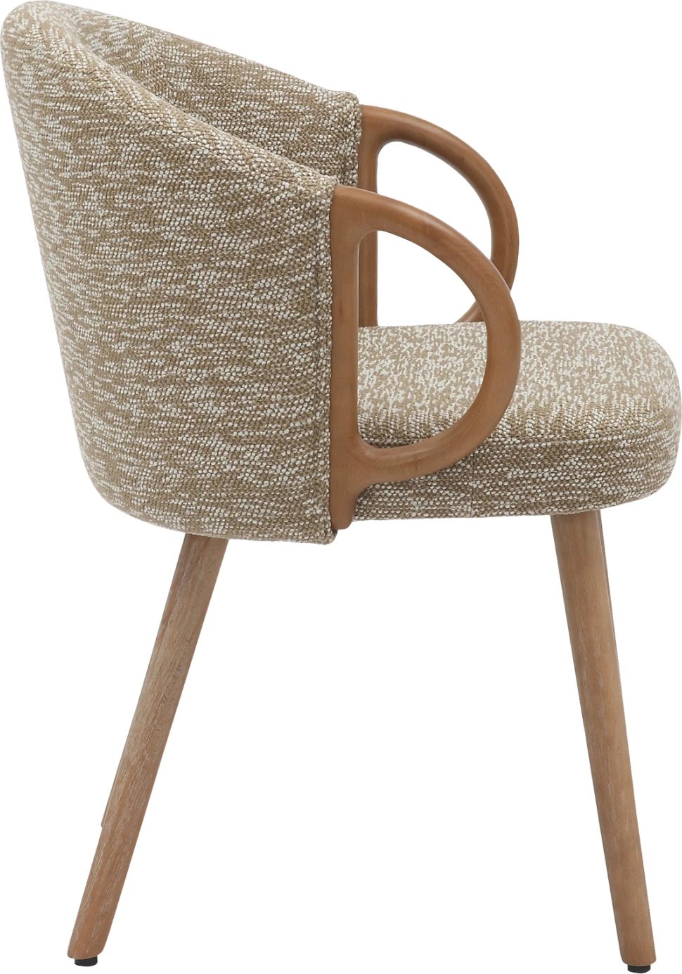 Karrige për ngrënie RIG FH9979.01, këmbë druri ahu, ngjyrë e bardhë e larë-bezhë, 59x58.5x72.5 cm