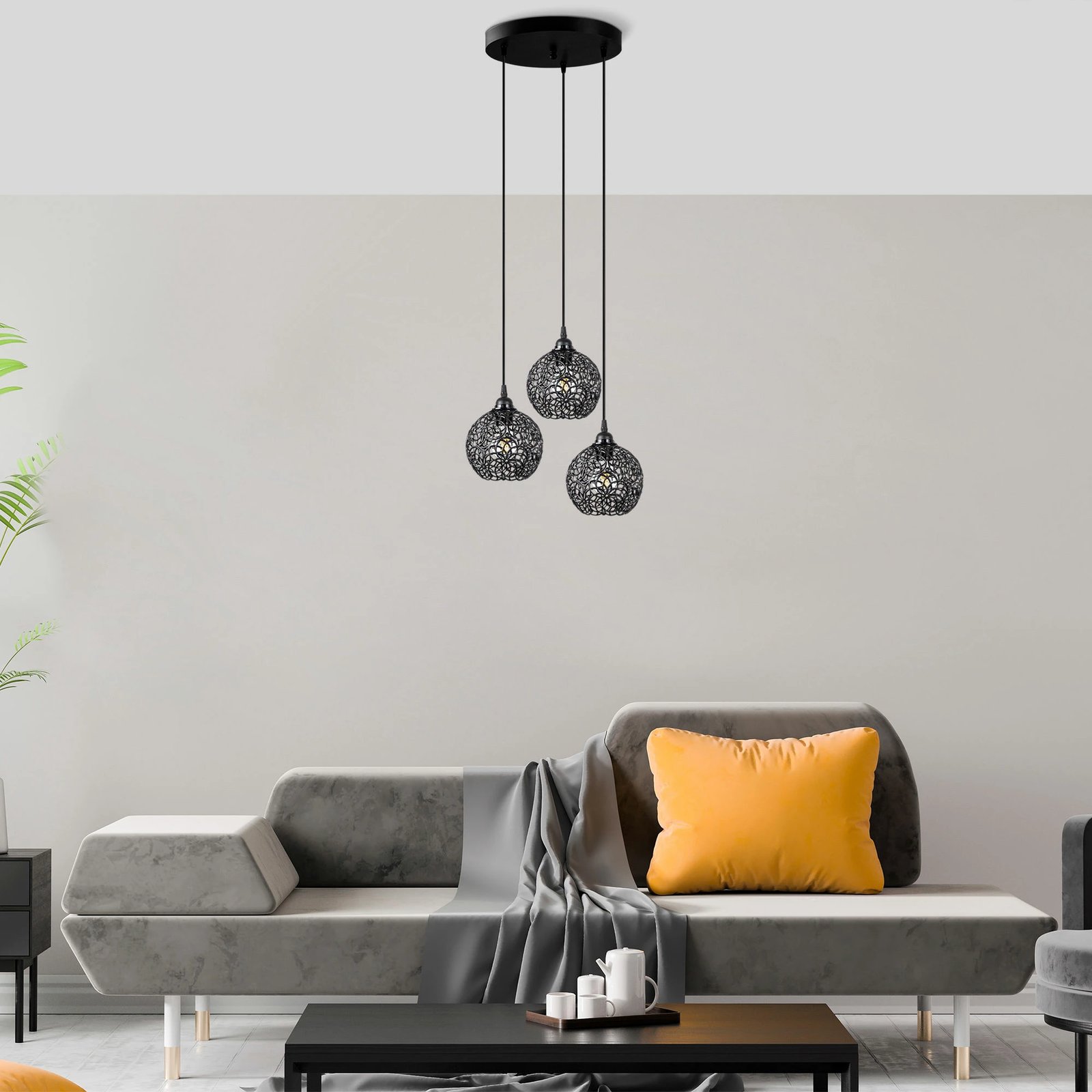 Llambë tavani Opviq Hay, metal i zi, 40x40x113 cm