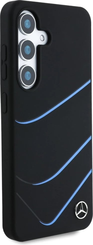 Mbështjellës Mercedes Silicone Contrasted Curves MagSafe për Samsung Galaxy S25, i zi