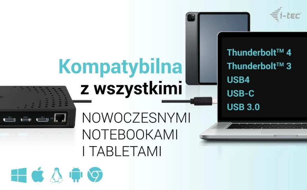 Stacion dokimi i-tec CATRIPLE4KDOCKPD2, 3x 4K, USB 3.0/USB-C/Thunderbolt, 100W, i zi Stacion dokimi i-tec CATRIPLE4KDOCKPD2, 3x 4K, USB 3.0/USB-C/Thunderbolt, 100W, i zi