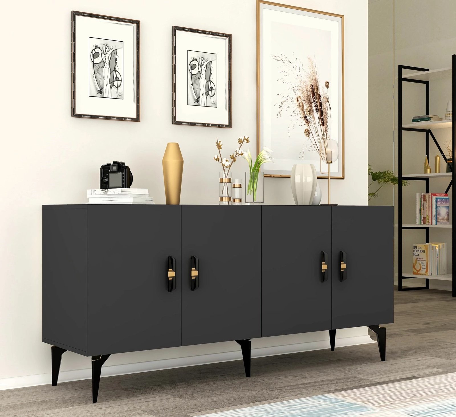 Konsol Skye Decor, ngjyrë antracit, Plus