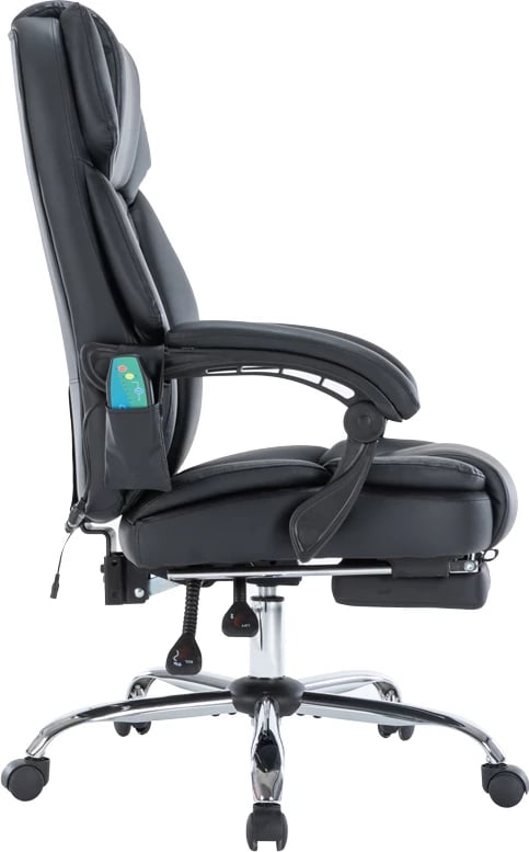 Karrige për zyre, mekanizëm premium, masazh-ngrohje, e zezë