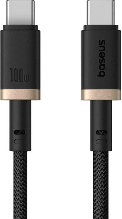 Kabëll Baseus Dura Type C në Type C, 100 W, 1 m, Zi, Ari