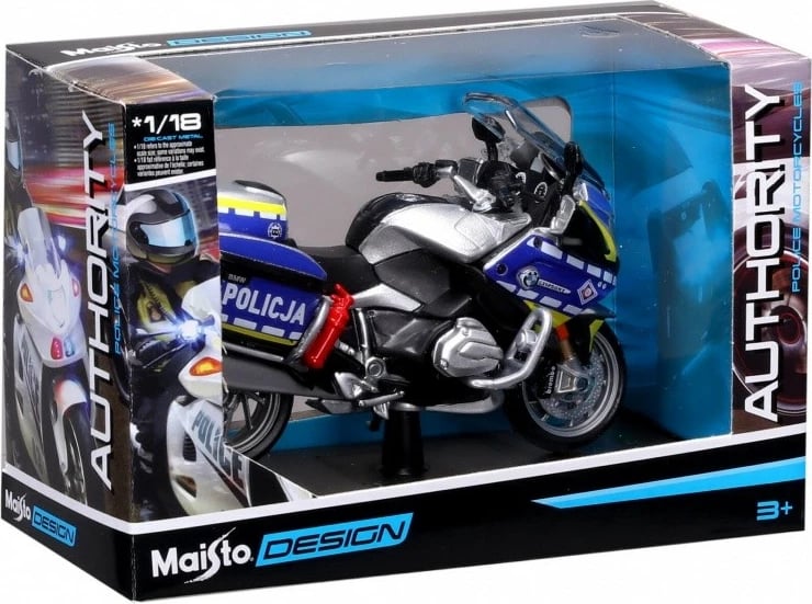 Model motoçiklete metalike Maisto Poland Police 1:18, zi/blu/argjend