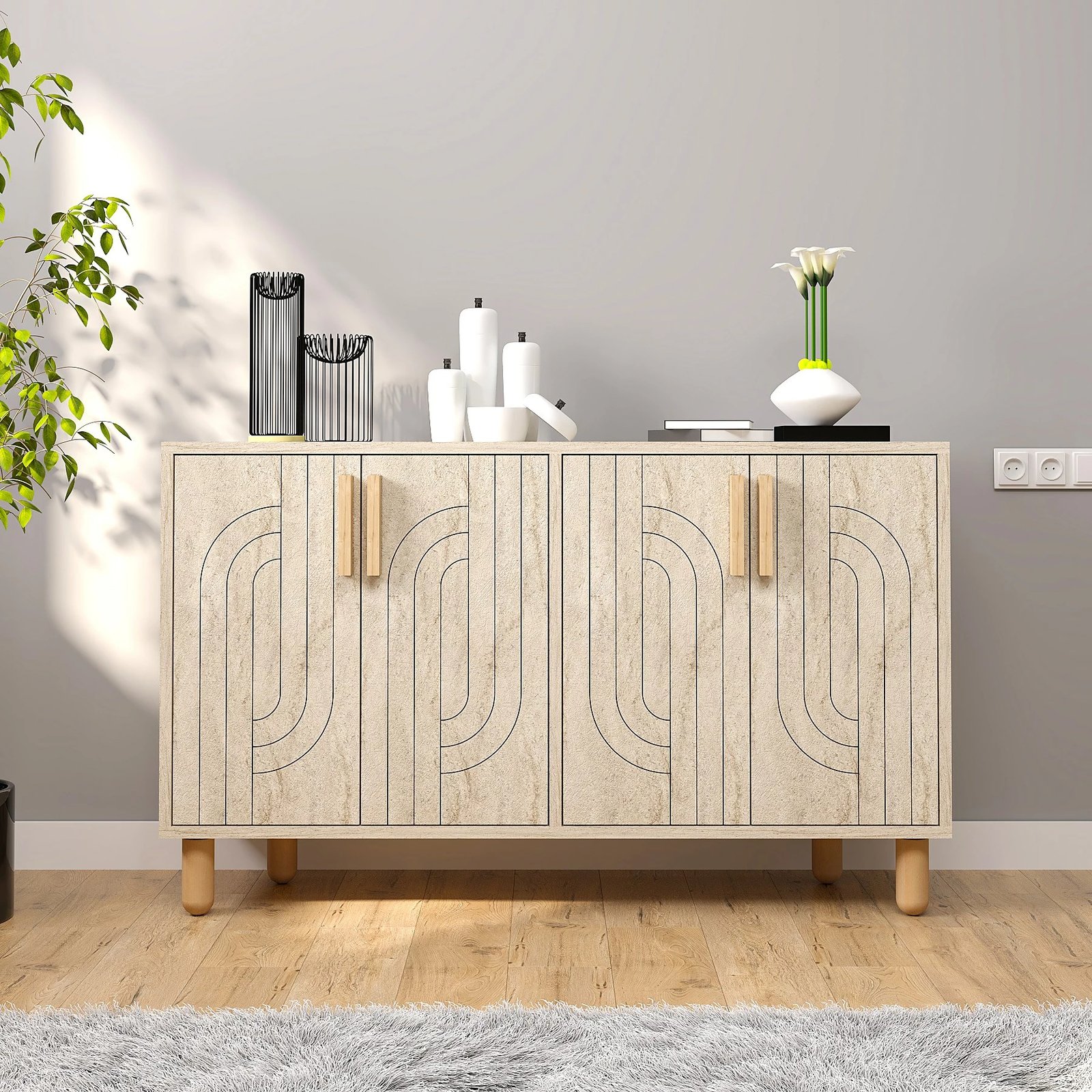 Konsol Skye Decor, ngjyrë travertine, Rodney