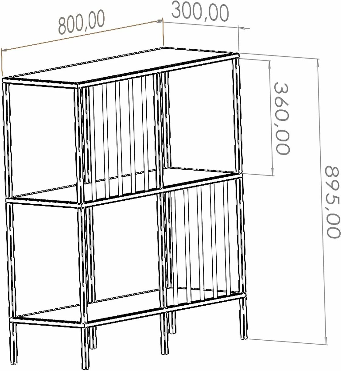 Komodë Hanah Home, ngjyrë lis Atlantik, xham transparent