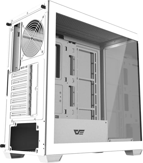 Kasë, Darkflash, DS900W, midi tower panoramike pa ventilatorë, ATX/M-ATX/ITX, mbështetje radiator 360 mm dhe deri 10 ventilatorë, Type-C, e bardhë