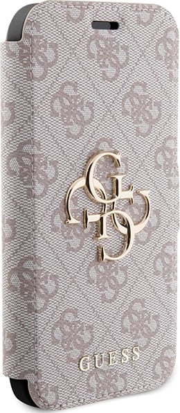 Mbështjellës Guess 4G Metal Logo për iPhone 15 Pro, rozë