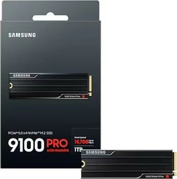 SSD Samsung 9100 PRO MZ-VAP1T0CW, 1TB, M.2 2280, PCIe 5.0, me heatsink, Zi