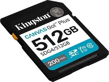 Kartë memorie Kingston Canvas Go Plus SD, 512GB, SDXC, 200/160 MB/s