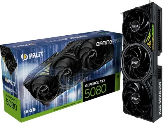 Kartelë grafike Palit RTX 5080 GAMING PRO, 16GB GDDR7, 256-bit, e zezë