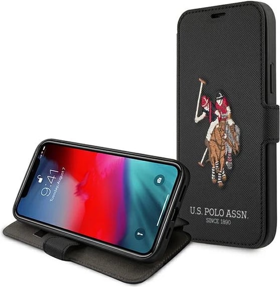 Mbështjellës U.S. Polo Assn. USFLBKP12SPUGFLBK për iPhone 12 mini, Polo Embroidery, i zi