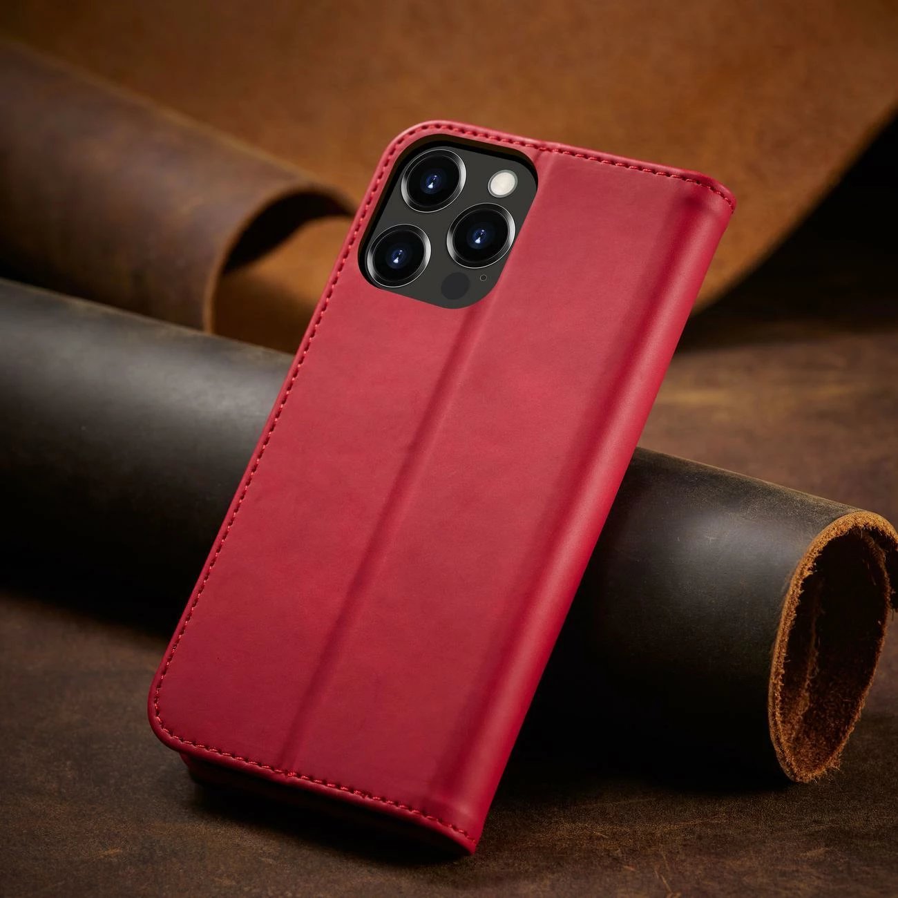 Mbështjellës Hurtel Magnet Fancy Case për iPhone 14 Pro, portofol, qëndrim, e kuqe