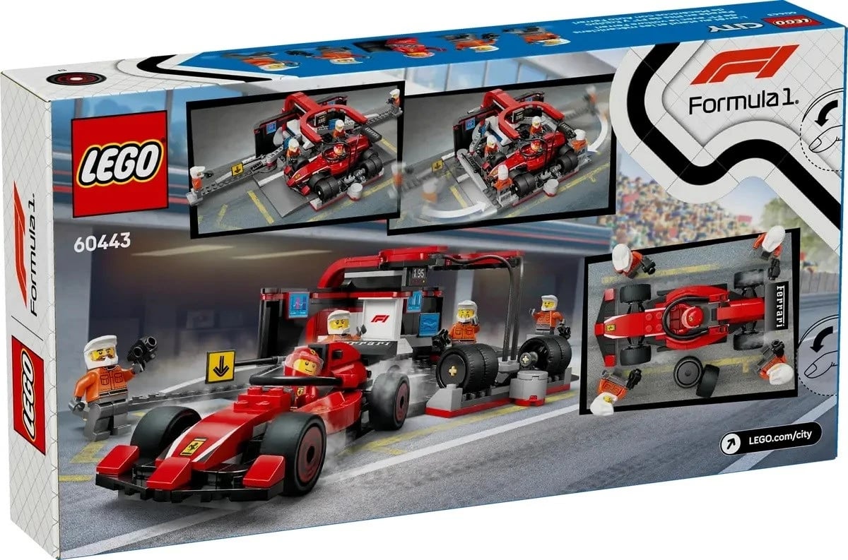 Set LEGO City 60443, Pit Stop & Pit Crew me veturë Ferrari, Kuq Set LEGO City 60443, Pit Stop & Pit Crew me veturë Ferrari, Kuq
