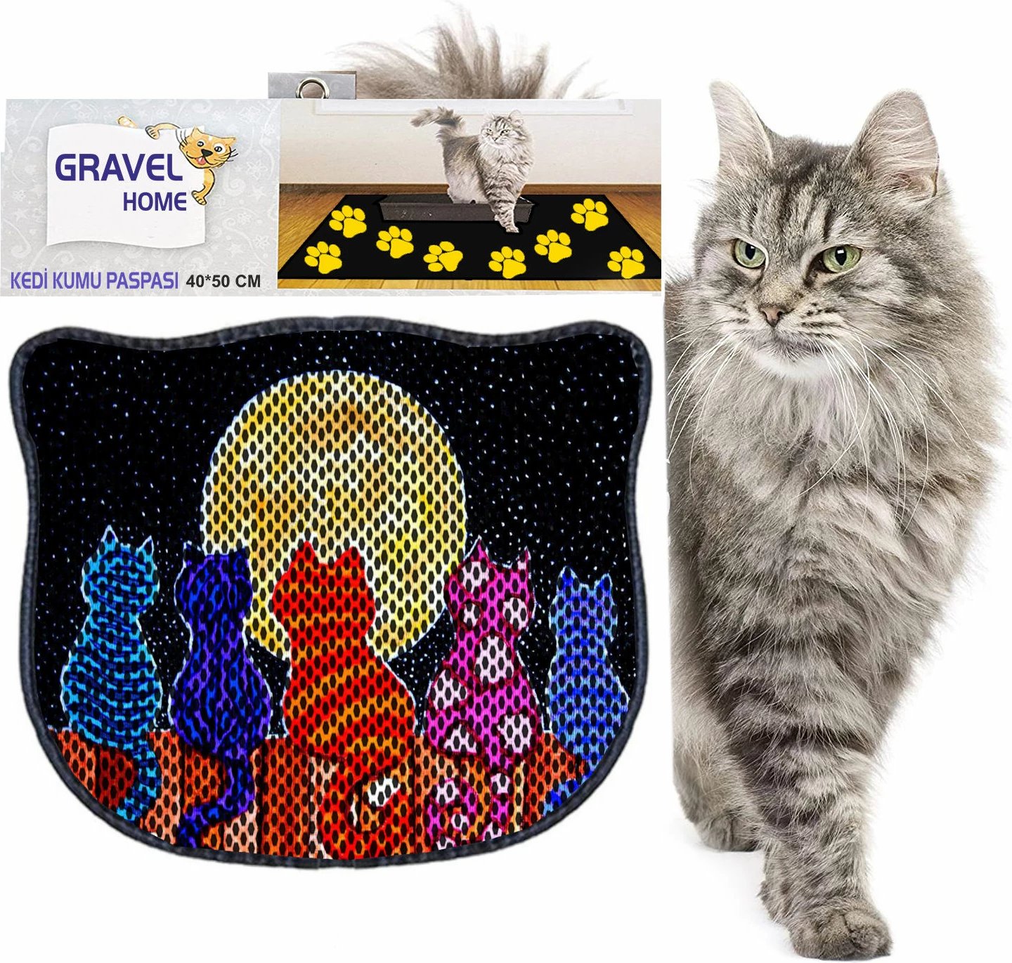 Tapet për rërë mace, shumëngjyrësh, Paws & Whiskers, Kdkafa0119, 40x50cm