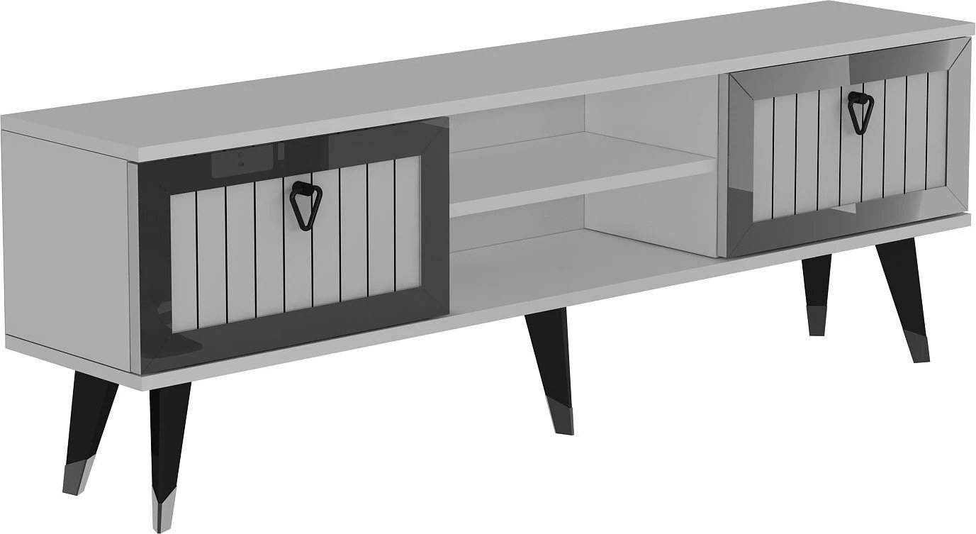 Komodë TV Skye Decor, Lidya, e bardhë, argjend