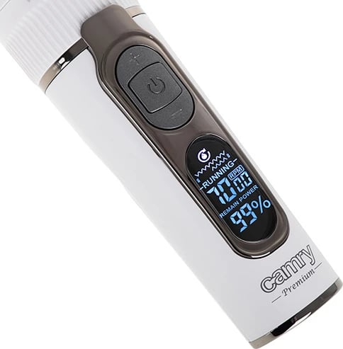 Makinë rroje flokësh, Camry CR 2841, LCD, IPX6, bateri 2000 mAh deri 210 min, 5 shpejtësi, 6 krehra, e bardhë