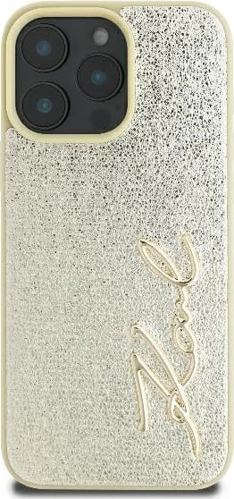 Mbështjellës Karl Lagerfeld Metal Signature për iPhone 16 Pro, Ari