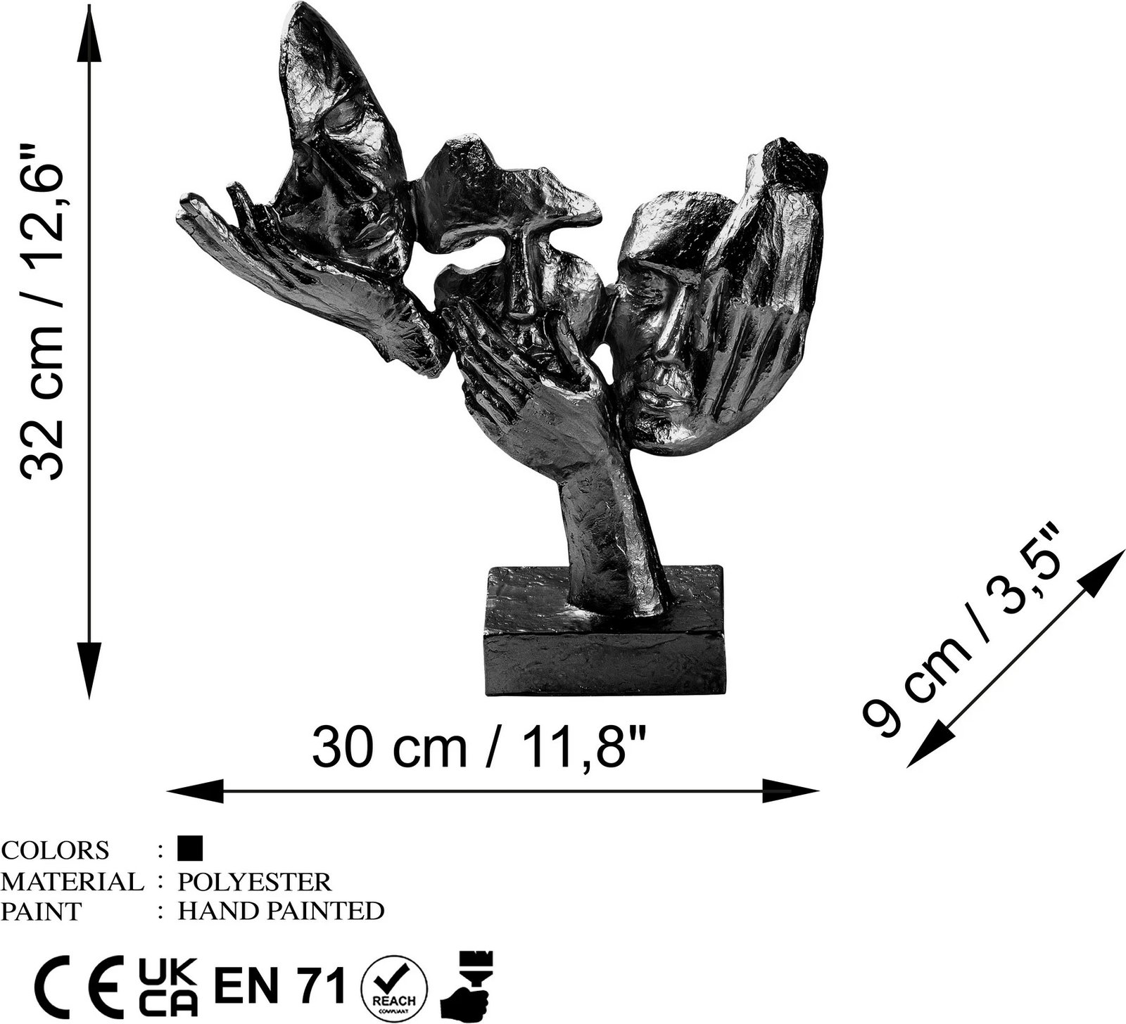 Objekt dekorativ Aberto Design, Yak-033-C, ngjyrë e zezë