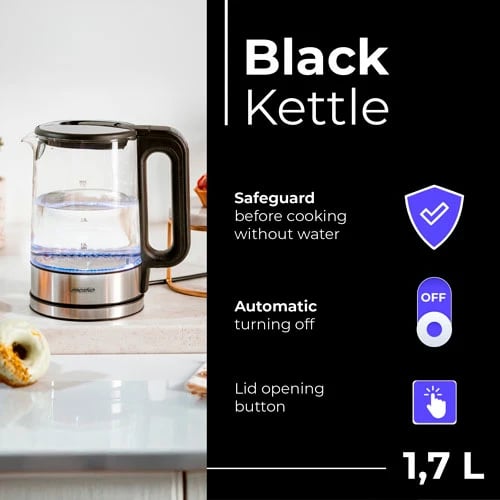 çajnik elektrik, Mesko, MS 1301, 1.7 L, xham, kontroll temperature 60-100°C, 2200W, i zi