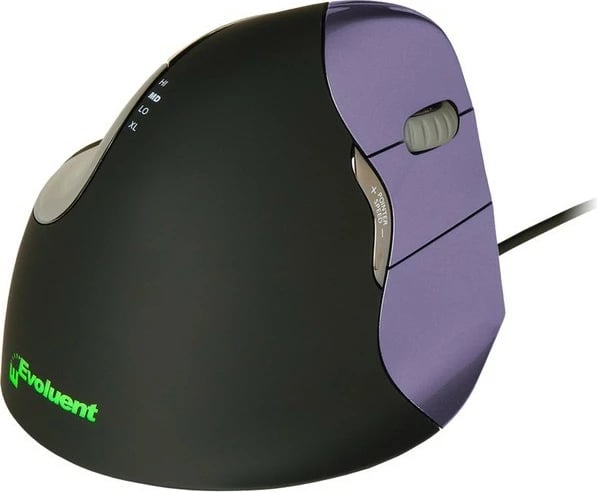 Maus Evoluent Vertical Mouse 4, 6 butona, me kabëll, e zezë/vjollcë