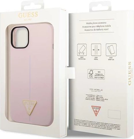 Mbështjellës Guess Silicone Triangle për iPhone 14 Plus 6.7", vjollcë