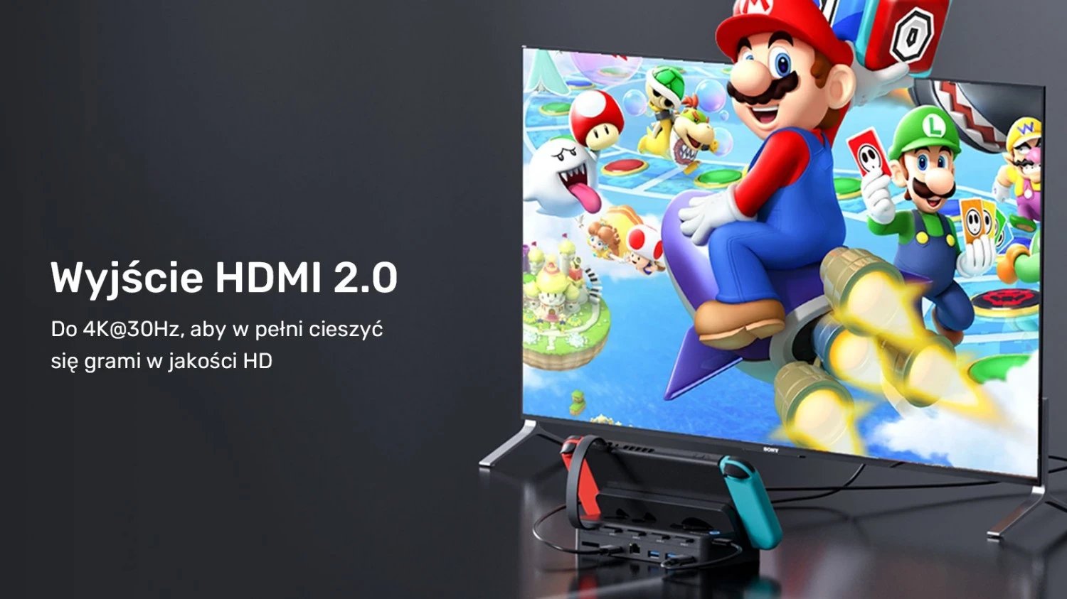 Stacioni i dokimit për Nintendo Switch Unitek, 100W 4K, i zi Stacioni i dokimit për Nintendo Switch Unitek, 100W 4K, i zi