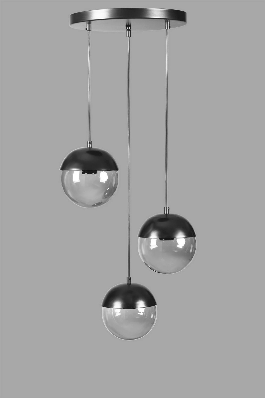 Llambë tavani Opviq, 3 sfera, ngjyrë gri e errët, qelq