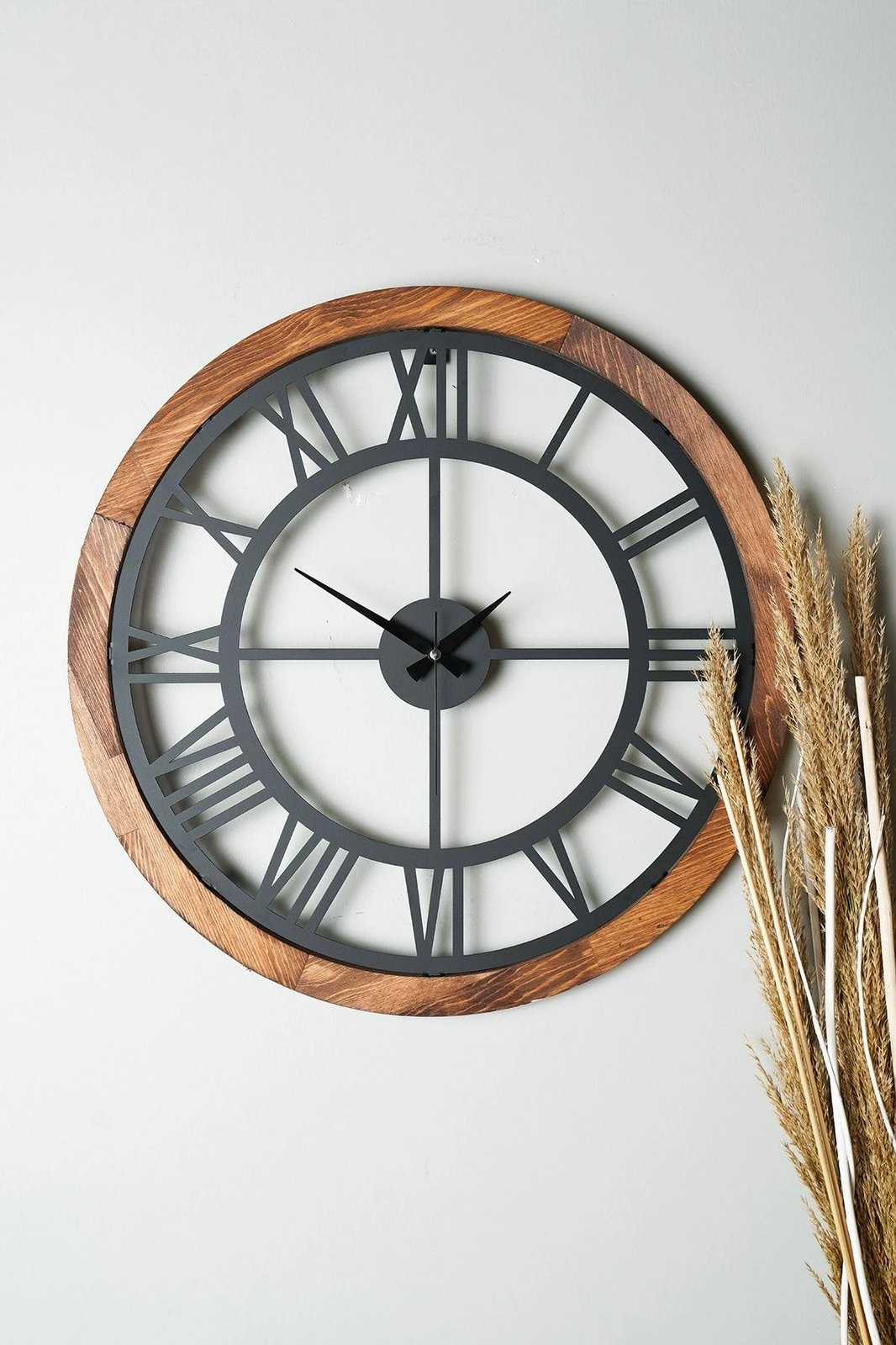 Orë muri dekorative prej metali, Wallity, Myk1195-10, ngjyrë arrë dhe e zezë