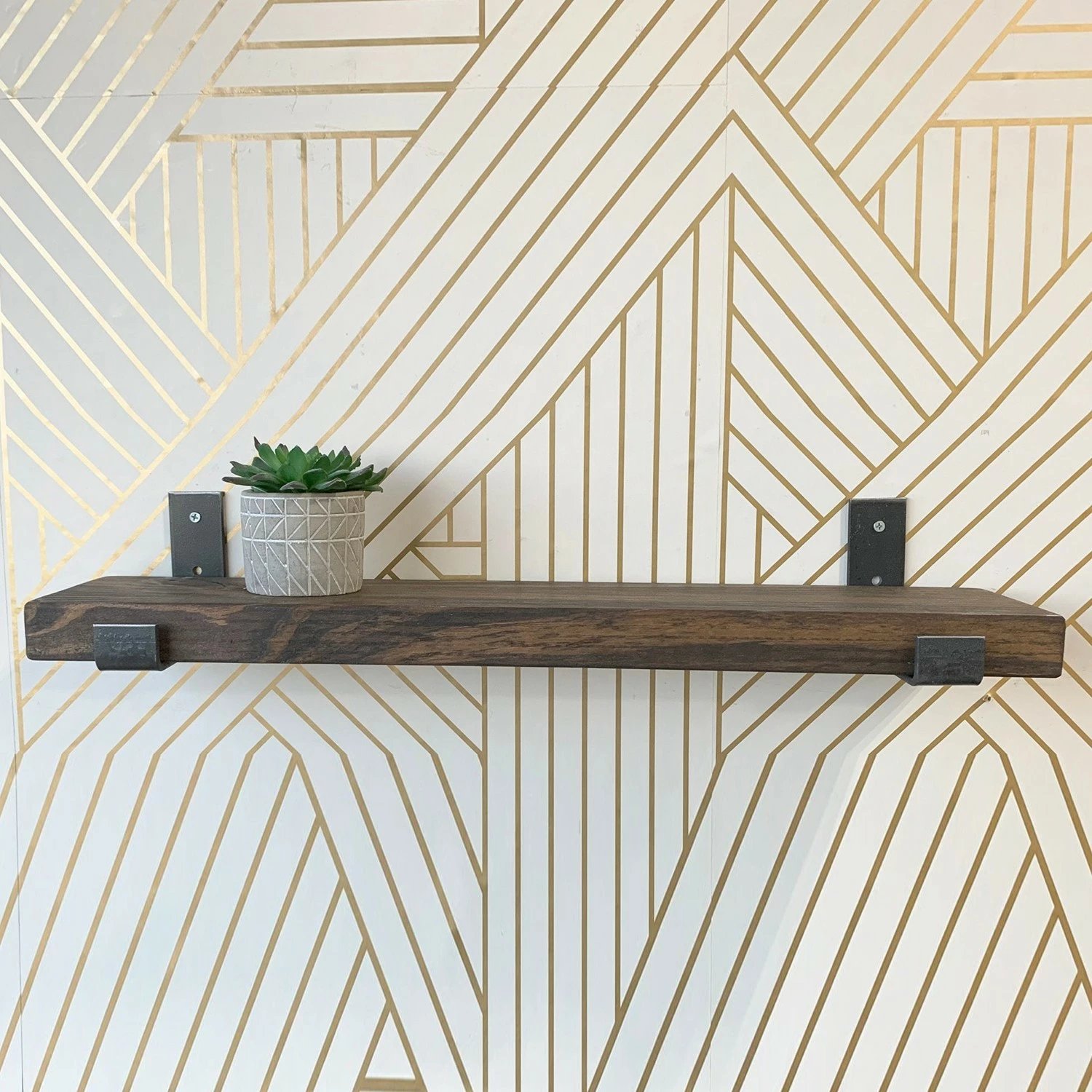 Raft dekorativ prej druri për mur, ngjyrë e zezë dhe arre, Hanah Home, Lam007