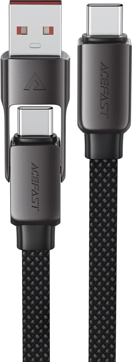 Kabllo Acefast C13-04 USB-C në USB-A/USB-C, 1.2m, 480Mb/s, 3A, e zezë