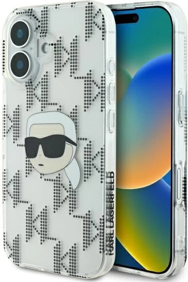 Mbështjellës Karl Lagerfeld IML Karl Head Electroplated për iPhone 16, Transparent