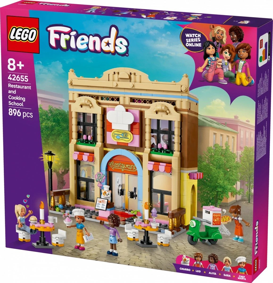 Set ndërtimi LEGO Friends 42655 Restaurant and Cooking School, 896 pjesë, plastikë