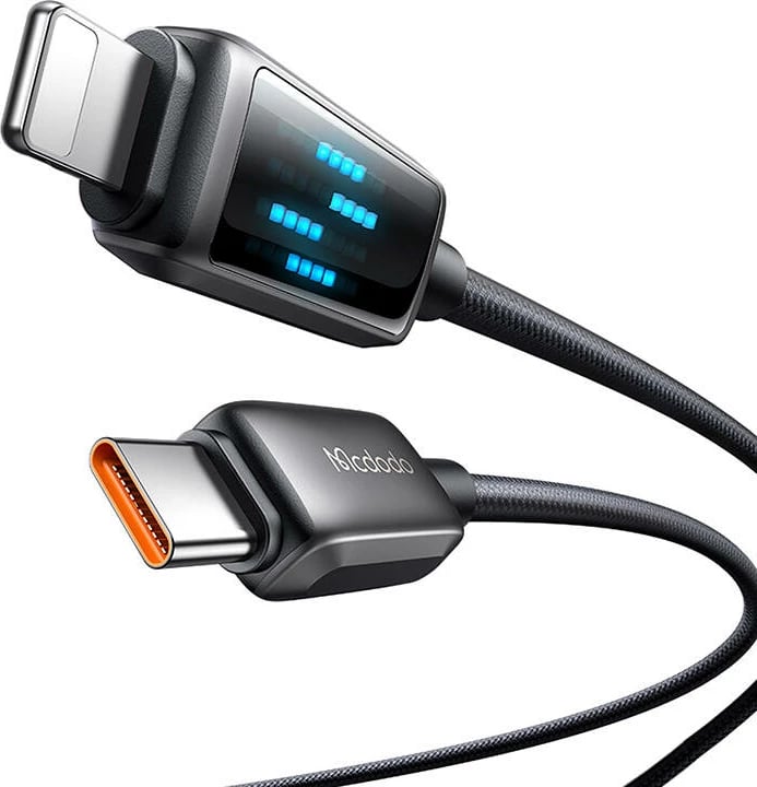 Kabllo Mcdodo CA-2630 USB-C në Lightning, 1.2m, 36W, ekran LED, e zezë