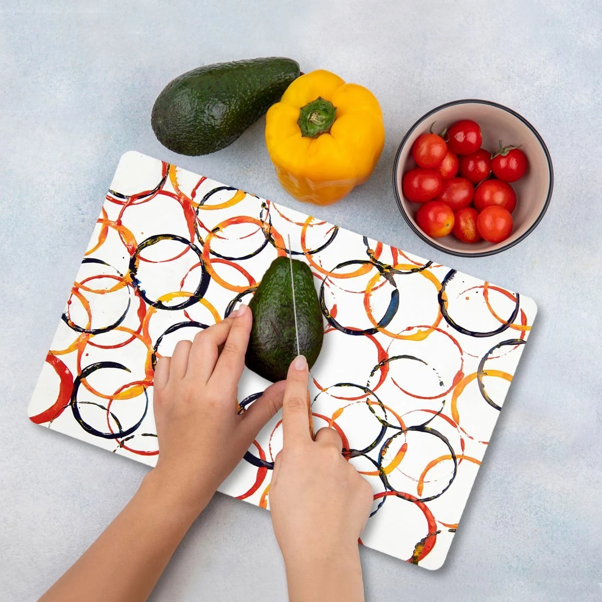 Dërrasë prerëse xhami, shumëngjyrëshe, Hermia Ckt132 - 30x40cm