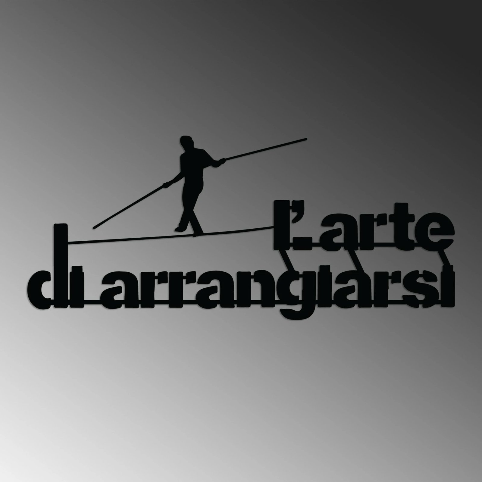 Aksesor dekorativ metalik për mur, Wallity Arrangiarsi 3, ngjyrë e zezë, 60x25cm