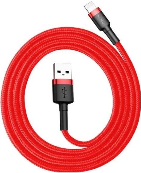 Kabllo Baseus Cafule, USB në Lightning, 2.4A, 0.5m, e kuqe