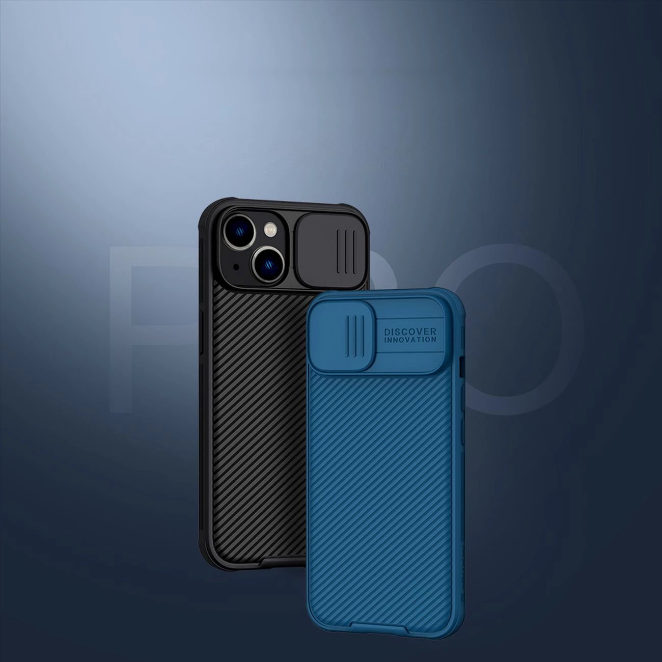 Mbështjellës Nillkin CamShield Pro për iPhone 14 Plus, me kapak kamere, Kaltër