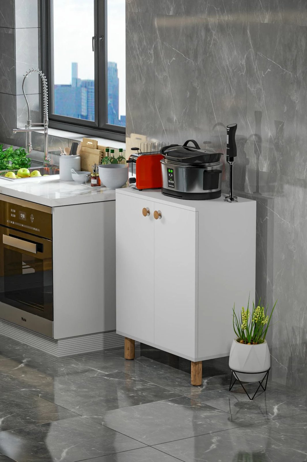 Dollap multifunksional Skye Decor, Toriva W, ngjyrë Atlantic Pine dhe e bardhë