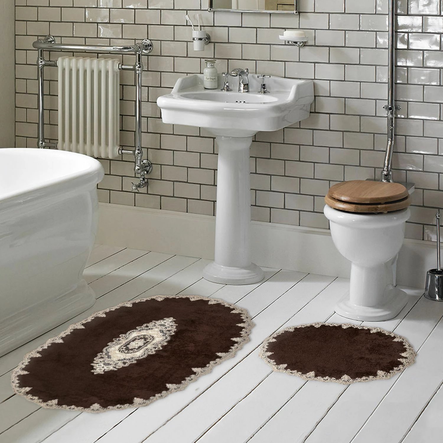 Set tapetash për banjo (2 copë), Mijolnir, Selonya, ovale, ngjyrë kafe