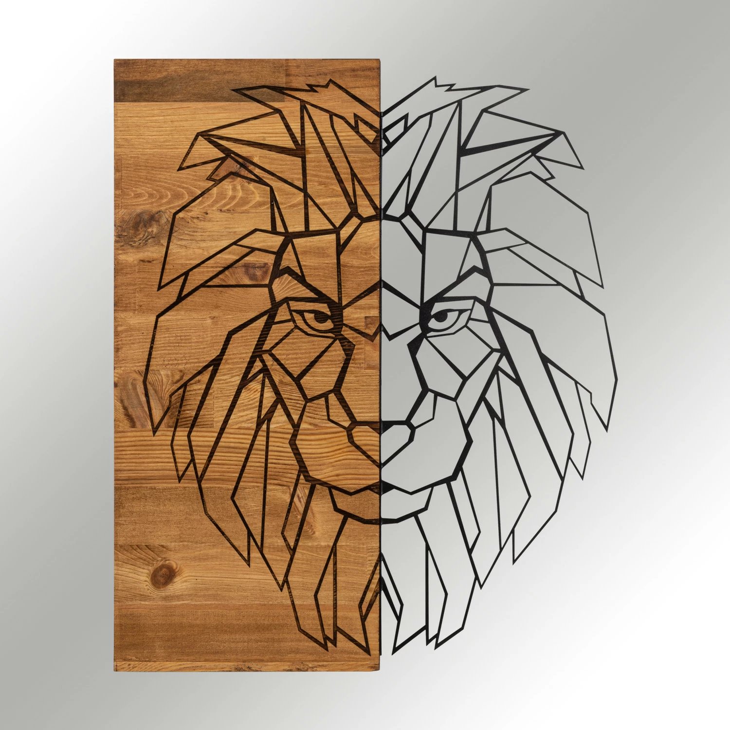 Aksesor dekorativ prej druri për mur, Wallity, Kıng1, ngjyrë e zezë dhe arre, 47.5x58cm