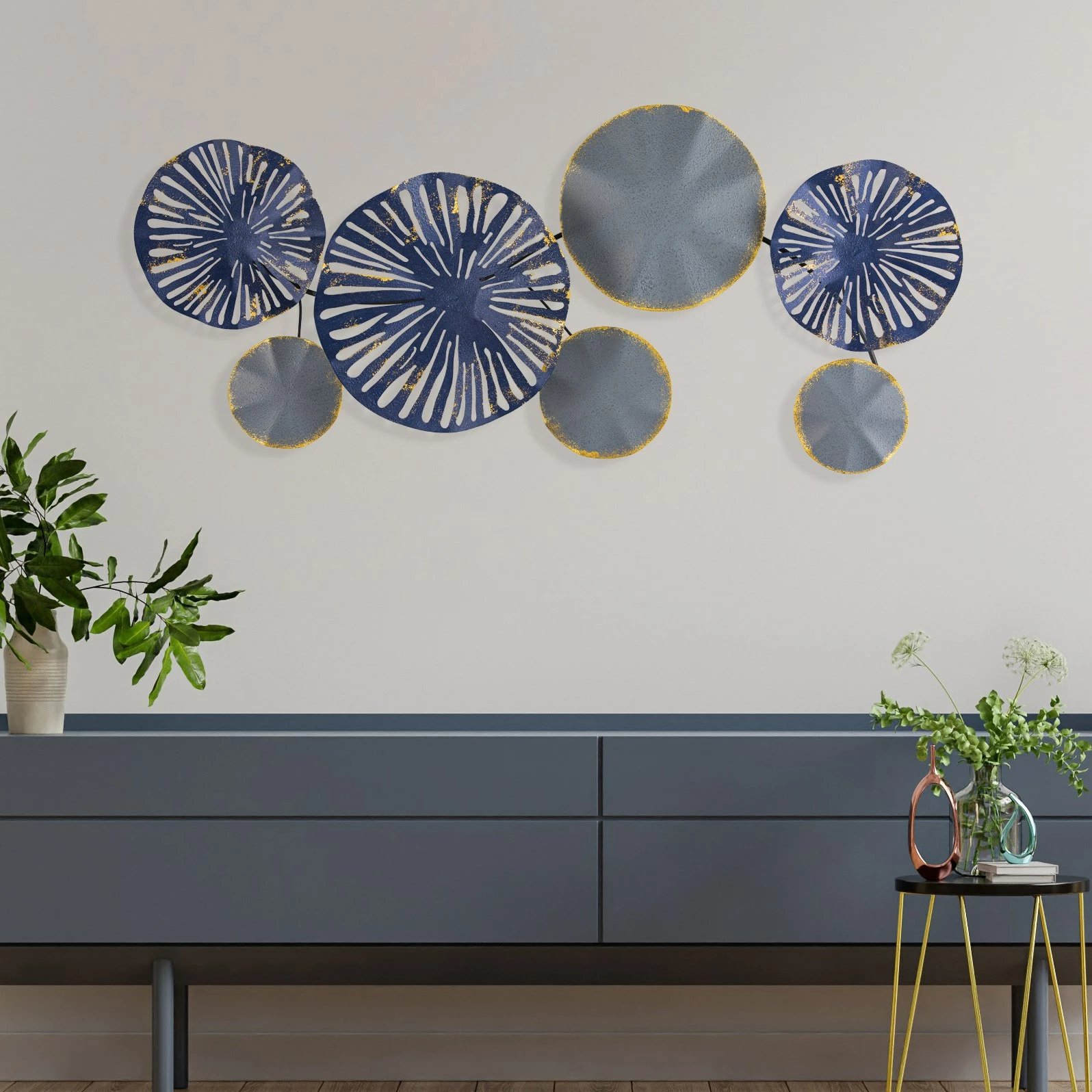 Aksesor dekorativ metalik për mur, Wallity Astrid, shumëngjyrësh, 79x8x35cm