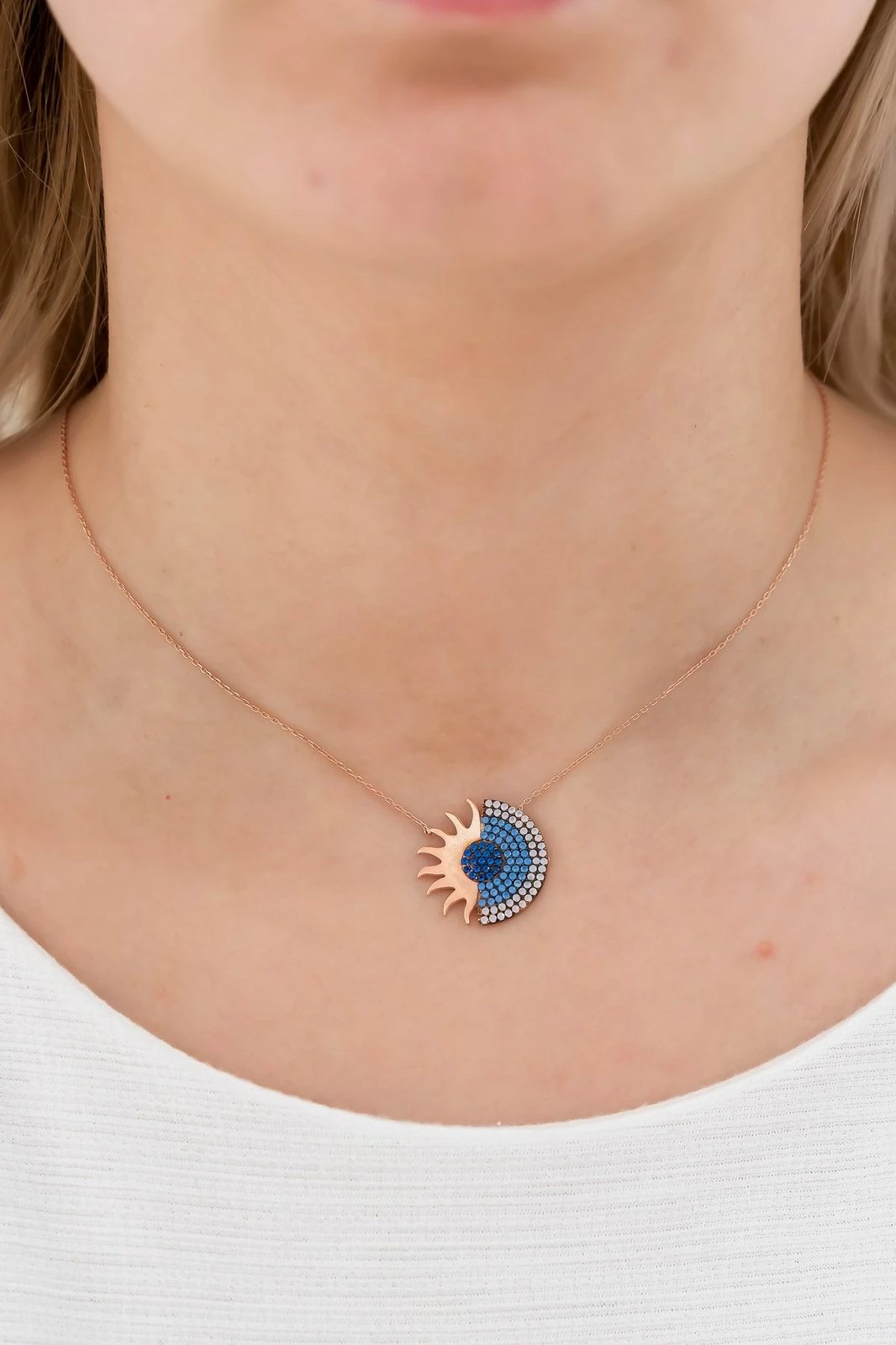 Varëse argjendi, Jumeon, NRZ99150, ngjyrë rozë ari, blu e kaltër