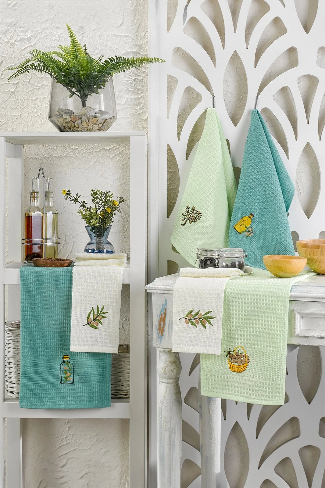 Set peshqirësh kuzhine (6 copë), Mijolnir, ngjyrë ulliri