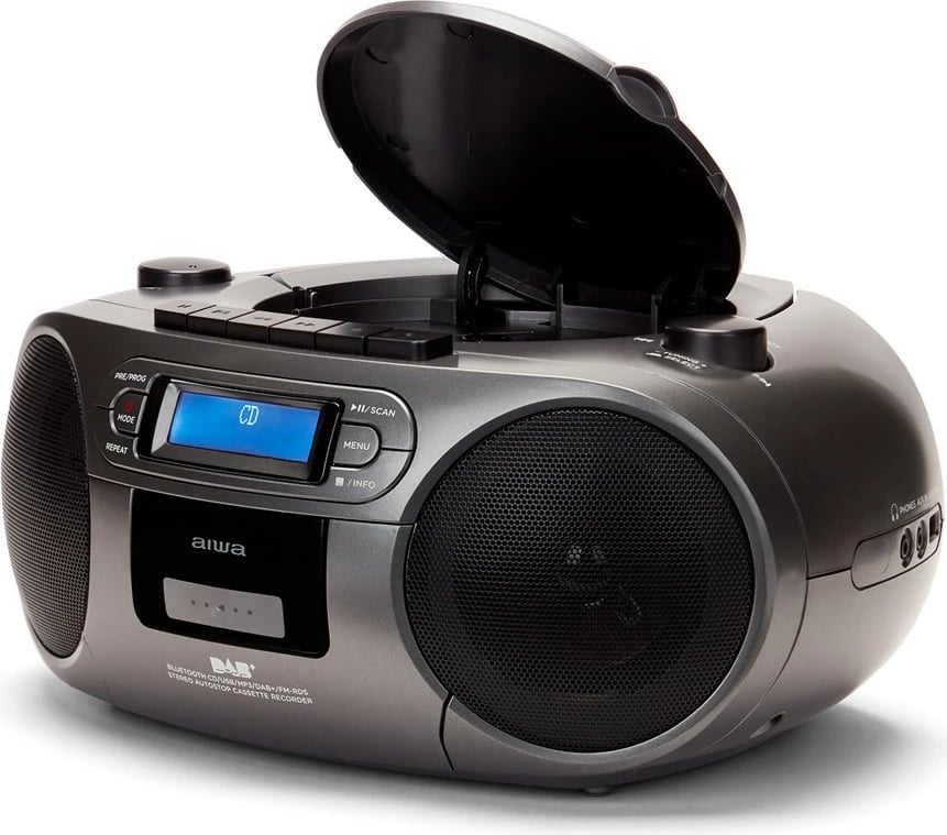 Boombox AIWA BBTC-660DAB/MG, Bluetooth, CD/MP3/USB/Kasetofon, DAB+/FM, E zezë/Gri