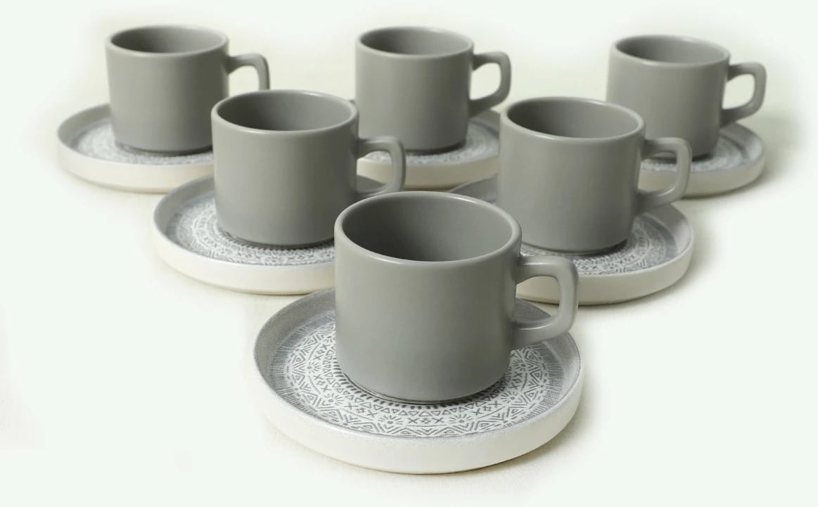 Set filxhanësh çaji (12 copë), Hermia Concept, gri